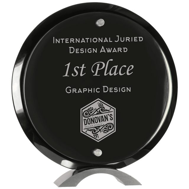 Large Round  Piano Finish Floating Jade Glass Standup-AKD Ink