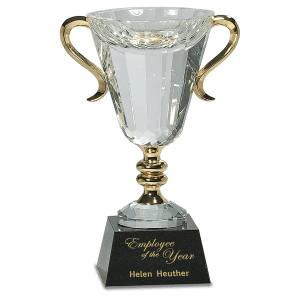 Crystal Cup with Gold Handles and Stem-AKD Ink