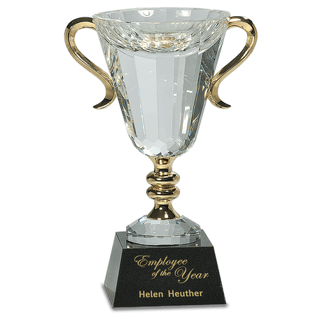 Crystal Cup with Gold Handles and Stem-AKD Ink