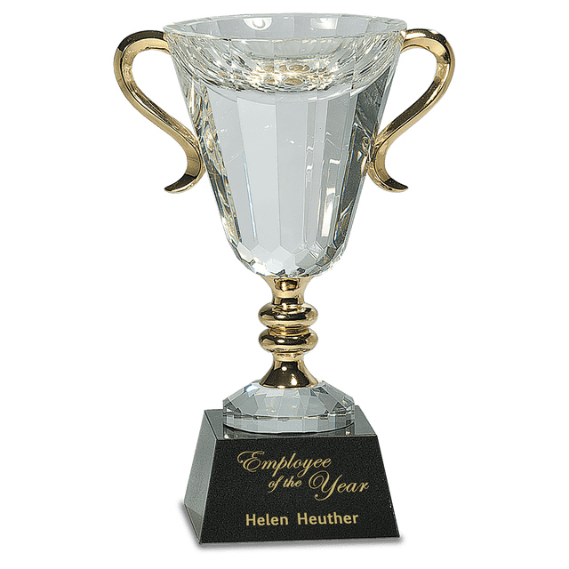 Crystal Cup with Gold Handles and Stem-AKD Ink