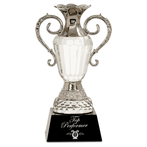 Crystal Cup with Silver Metal Handles-AKD Ink