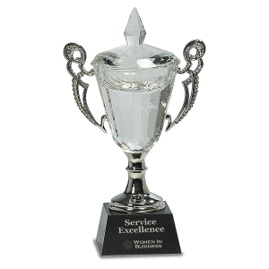 Crystal Cup with Silver Handles and Stem-AKD Ink