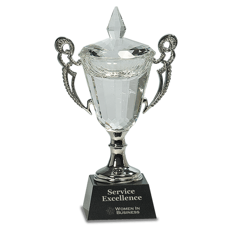Crystal Cup with Silver Handles and Stem-AKD Ink