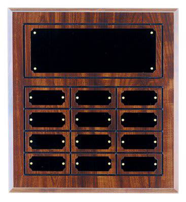 Cherry Finish Grooved Perpetual Plaque with 12 Plates