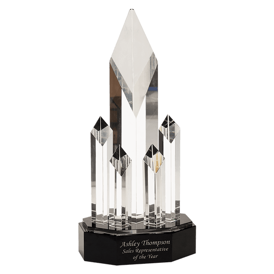 Clear Crystal 5 Rising Diamonds on  Pedestal Base-AKD Ink
