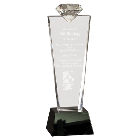 Crystal Diamond Top Award on  Pedestal Base