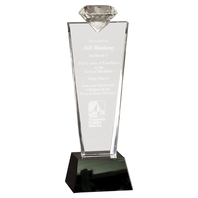 Crystal Diamond Top Award Trophy on Pedestal Base-AKD Ink