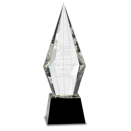 Large Obelisk Facet Crystal on  Pedestal Base-AKD Ink