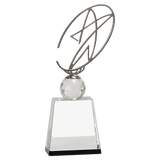 Medium Clear/ Crystal Award with Silver Metal Oval Star-AKD Ink