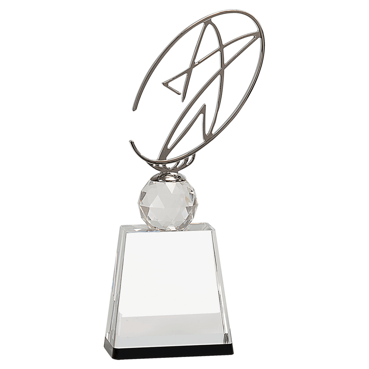 Medium Clear/ Crystal Award with Silver Metal Oval Star-AKD Ink