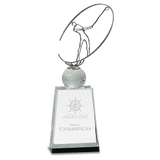 Large Clear/ Crystal Golf Award with Silver Metal Oval Figure-AKD Ink