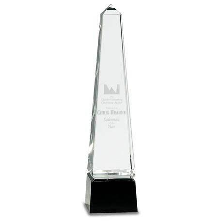 Large Obelisk Crystal on  Pedestal Base-AKD Ink