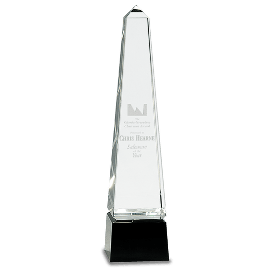 Large Obelisk Crystal on  Pedestal Base-AKD Ink