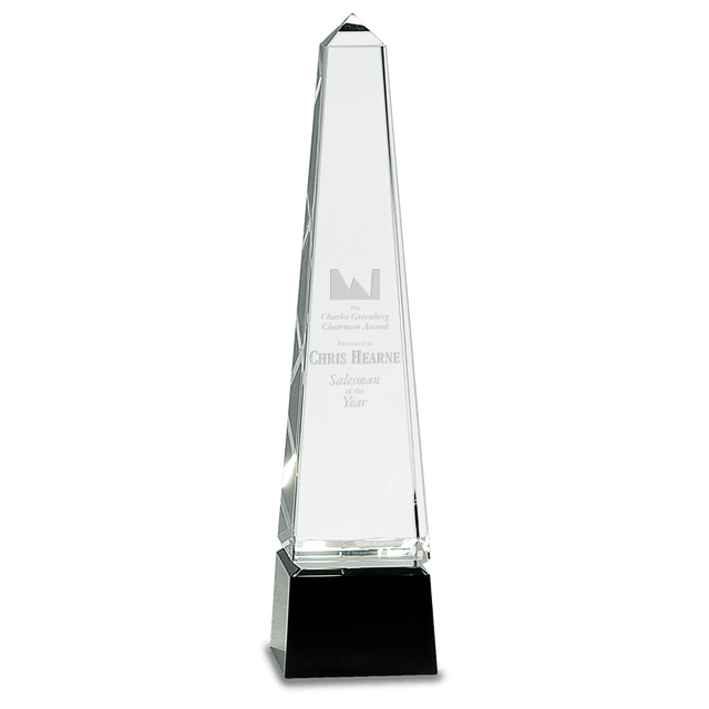 Large Obelisk Crystal on  Pedestal Base-AKD Ink