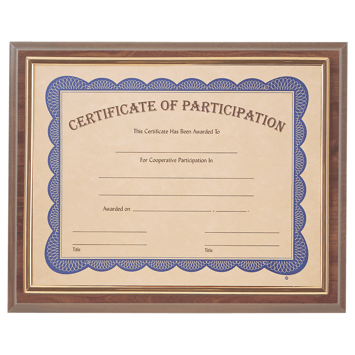 Cherry Finish Plaque with Gold Slide-In Certificate Frame