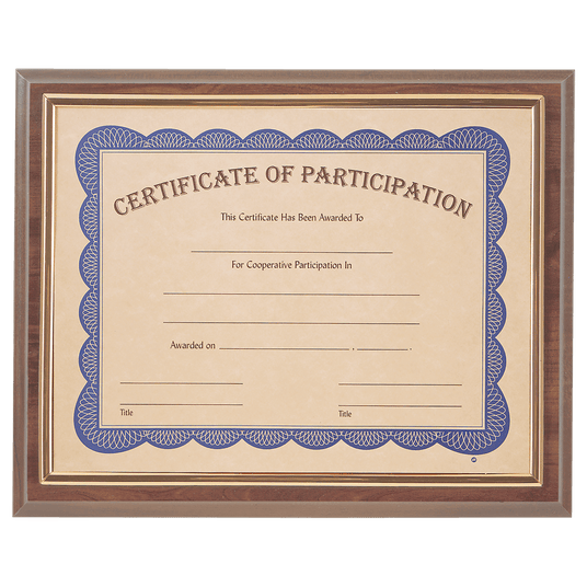 Cherry Finish Plaque with Gold Slide-In Certificate Frame