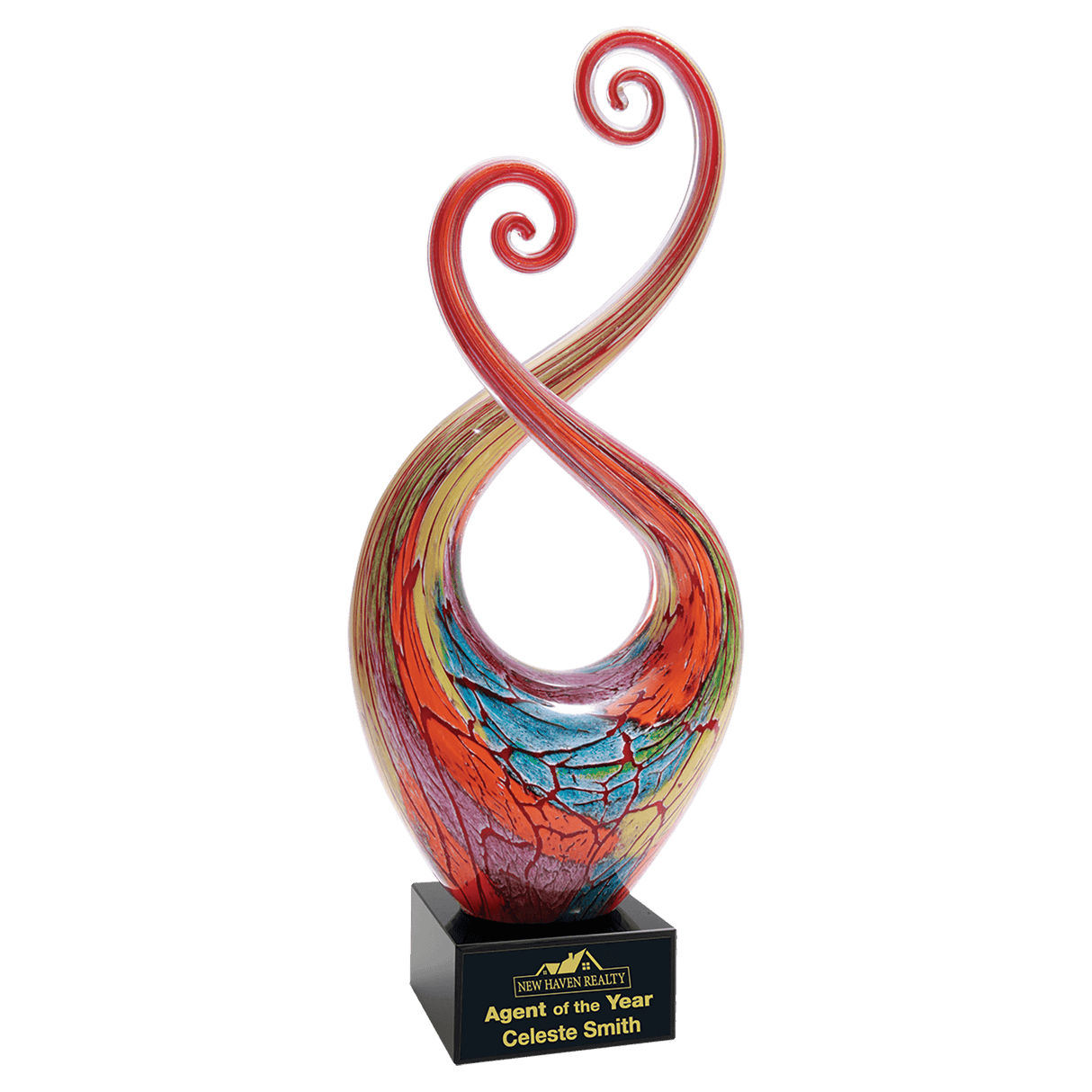 Multi-Color Twist Art Glass with  Base