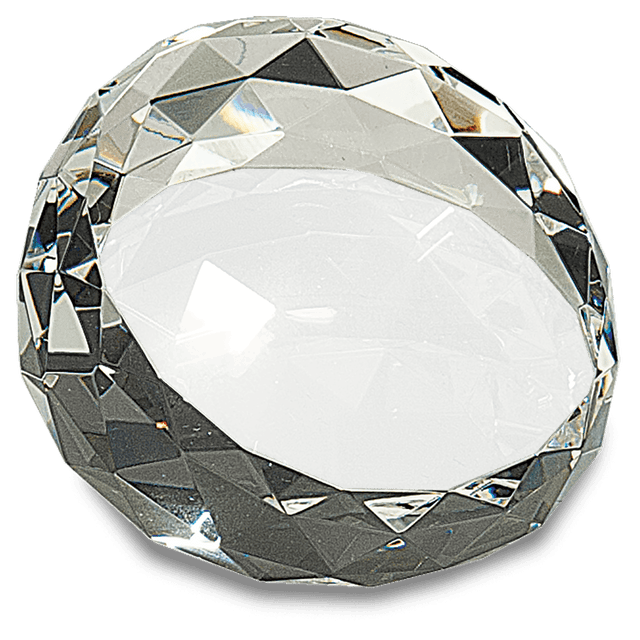 Large Clear Round Crystal Facet Paperweight-AKD Ink
