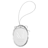 Clear Oval Glass Ornament with Silver String-AKD Ink