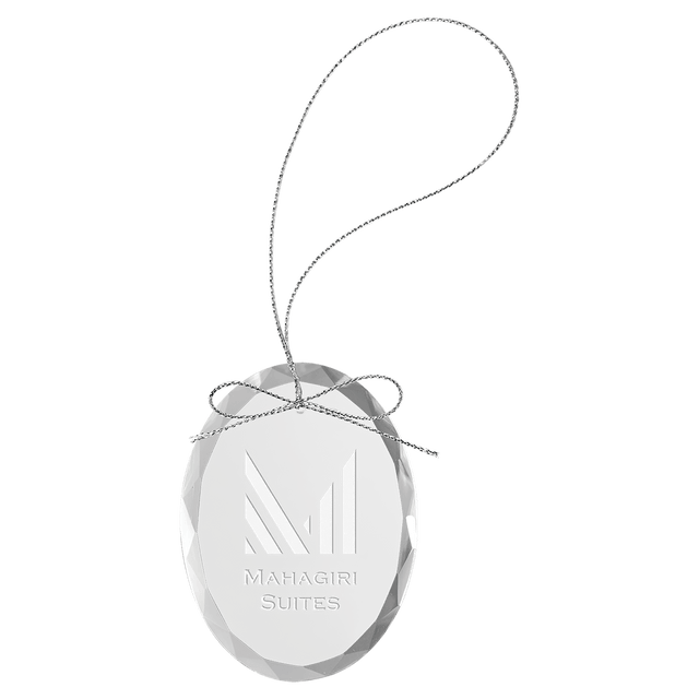 Clear Oval Glass Ornament with Silver String-AKD Ink