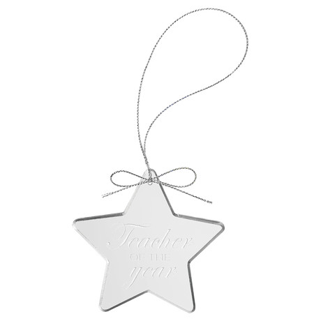 Clear Star Glass Ornament with Silver String