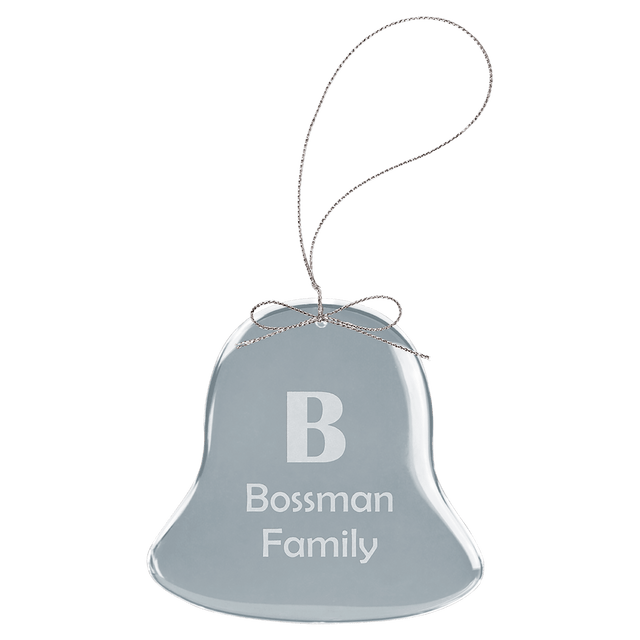 Clear Bell Glass Ornament with Silver String-AKD Ink