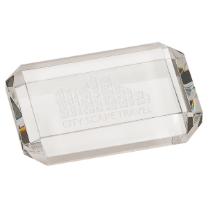 Crystal Rectangle Paperweight with Clipped Corners-AKD Ink
