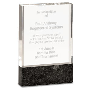 Clear Fusion Crystal Award with Genuine  Marble-AKD Ink
