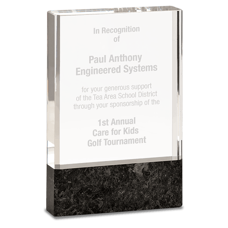 Clear Fusion Crystal Award with Genuine  Marble-AKD Ink