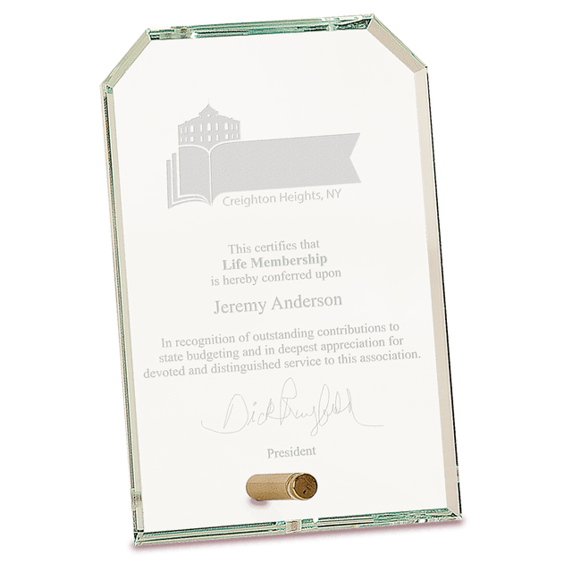 Small Clear Clipped Corners Rectangle CrystalEdge Glass-AKD Ink