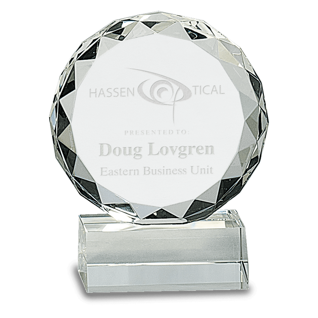 Large Round Facet Crystal on  Pedestal Base-AKD Ink