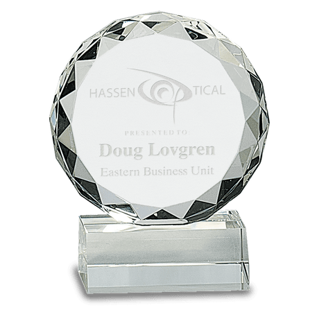 Large Round Facet Crystal on  Pedestal Base-AKD Ink