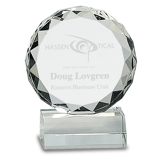 Large Round Facet Crystal on  Pedestal Base-AKD Ink