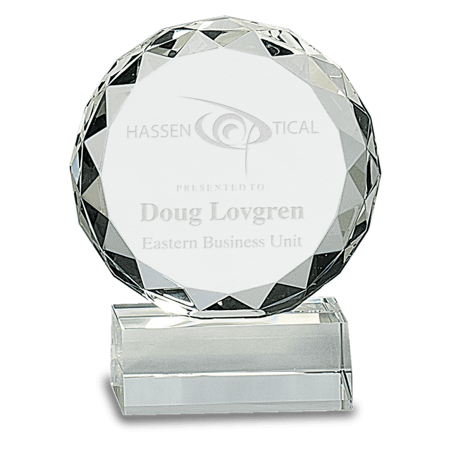 Large Round Facet Crystal on  Pedestal Base-AKD Ink