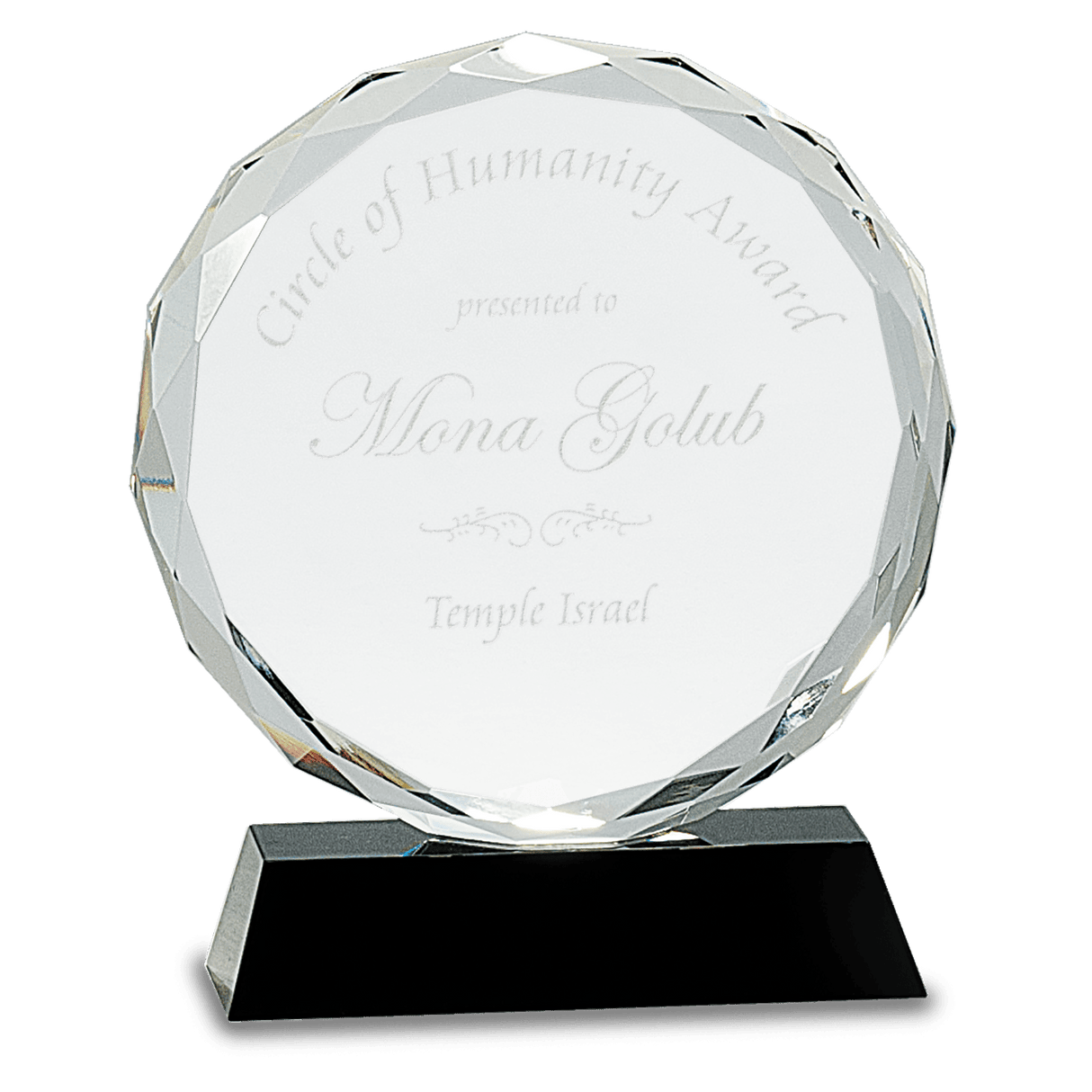 Large Round Facet Crystal on  Pedestal Base-AKD Ink