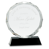 Large Round Facet Crystal on  Pedestal Base-AKD Ink