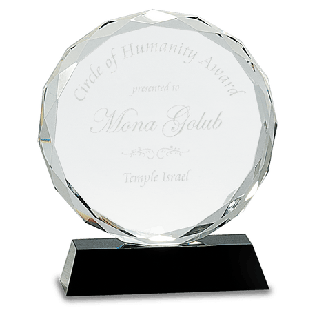 Large Round Facet Crystal on  Pedestal Base-AKD Ink