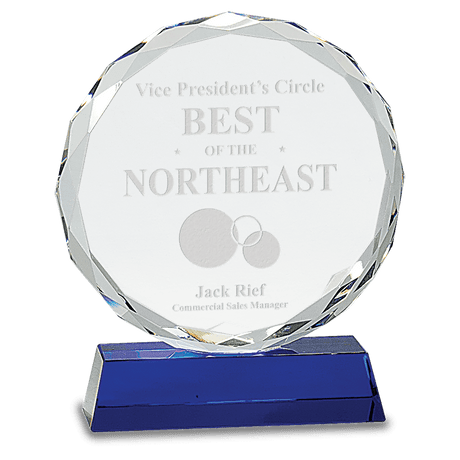 Large Round Facet Crystal on  Pedestal Base-AKD Ink