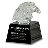 Clear Crystal Eagle Head On  Pedestal Base