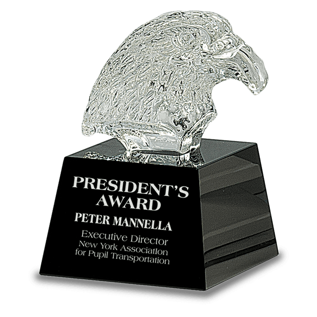 Clear Crystal Eagle Head on  Pedestal Base-AKD Ink