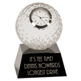 Clear Crystal Golf Ball Clock with  Pedestal Base