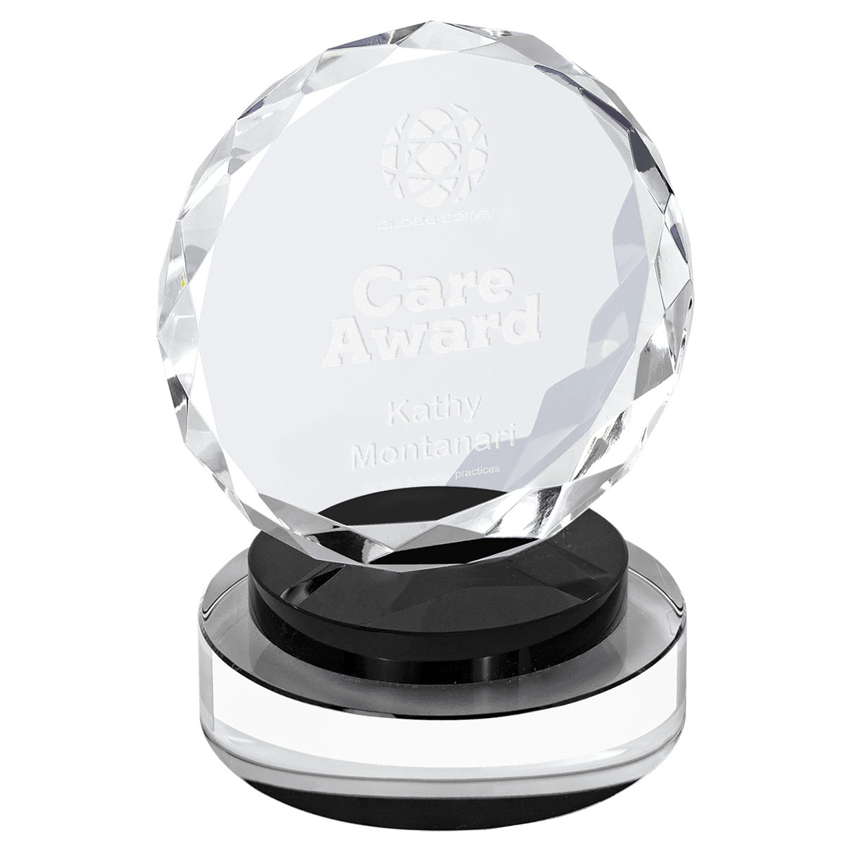Small Round Facet Crystal on  & Clear Round Base-AKD Ink