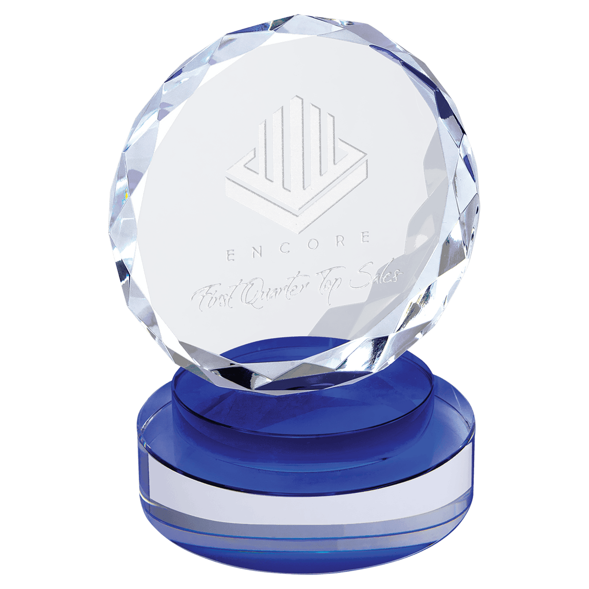 Small Round Facet Crystal on  & Clear Round Base-AKD Ink
