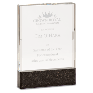 Medium Clear Fusion Crystal Award with Genuine  Marble-AKD Ink