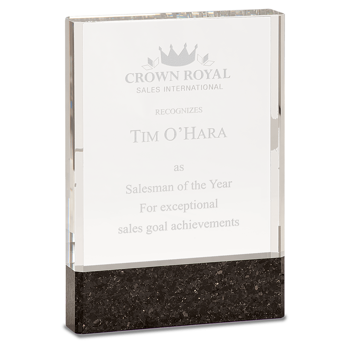Medium Clear Fusion Crystal Award with Genuine  Marble-AKD Ink