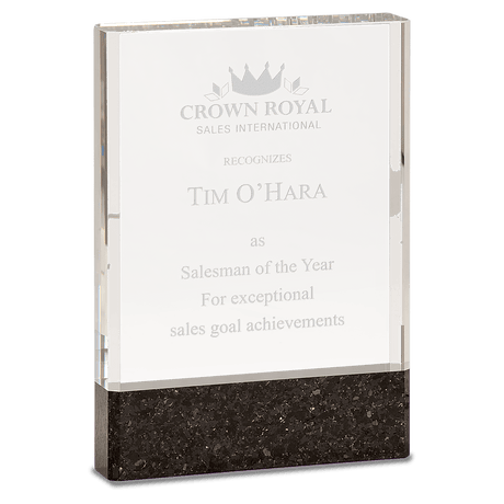 Medium Clear Fusion Crystal Award with Genuine  Marble-AKD Ink