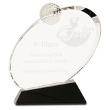 Medium Clear Crystal Oblong Golf Award on  Crystal Base-AKD Ink