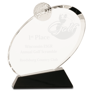 Medium Clear Crystal Oblong Golf Award on  Crystal Base-AKD Ink