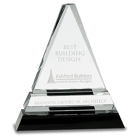 Medium Clear Crystal Triangle on  Crystal Pedestal Base-AKD Ink