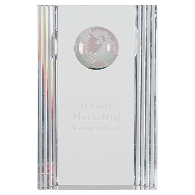 Crystal Rectangle Globe Award - Custom Engraved-AKD Ink